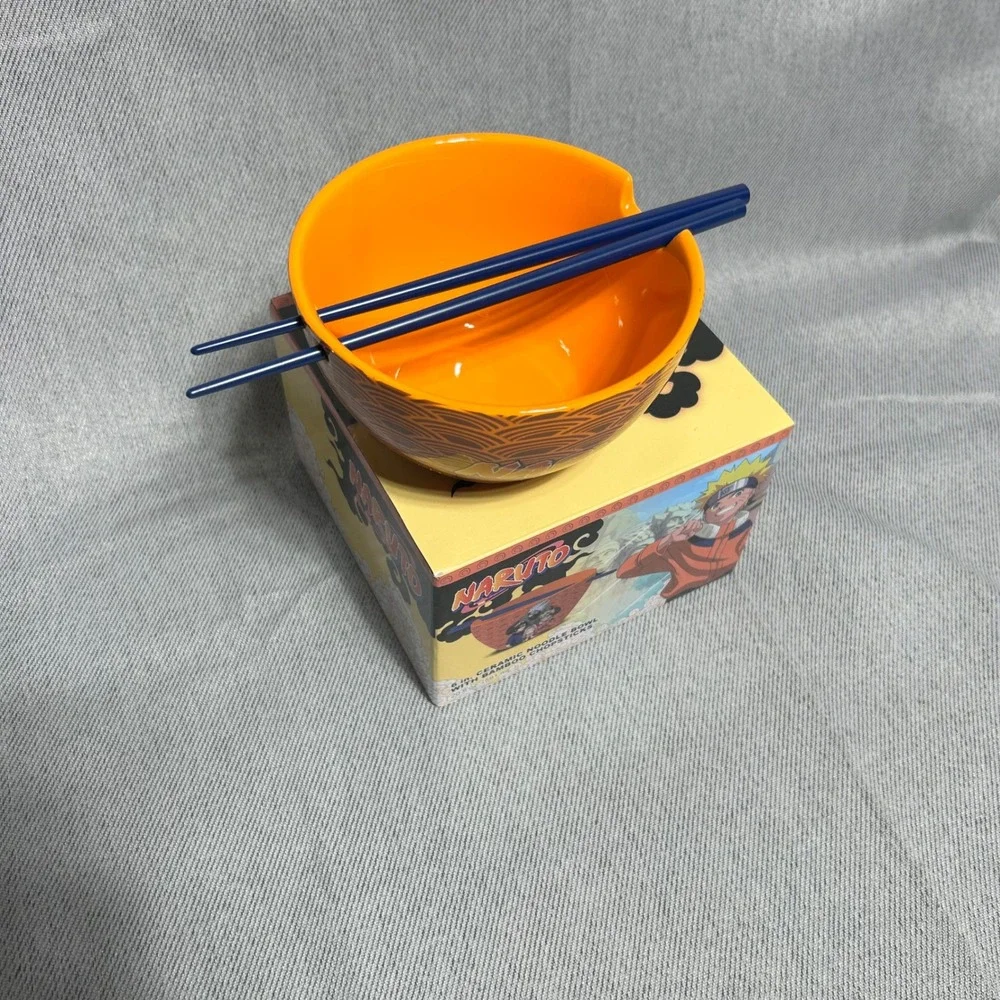 Bioworld Naruto Ceramic Noodle Bowl 20oz Orange Kakashi Sasuke Sakura 6in Bowl